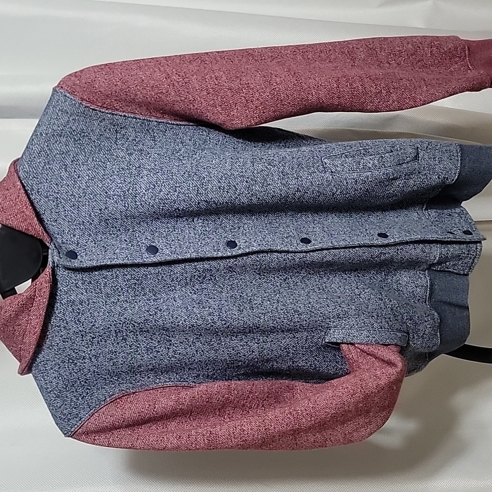 On The Byas Men’s Color Block Hoodie Jacket Blue Maroon Size L